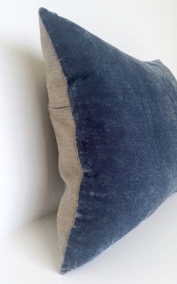 Mid Blue Silk Velvet Cushion