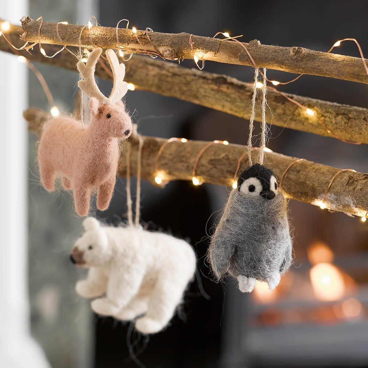 Nordic Felt Penguin, Polar Bear & Reindeer Christmas Decoration